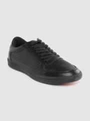 Louis Philippe Men Black Perforated Sneakers