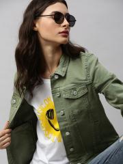 ONLY Women Green Solid Denim Jacket