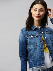 ONLY Women Blue Solid Denim Jacket