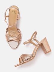 Carlton London Women Rose Gold Solid Sandals