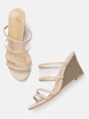 Carlton London Women Transparent & Beige Solid Wedges