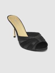 Inc 5 Women Black Textured Peep Toes