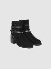 Inc 5 Women Black Solid Heeled Boots