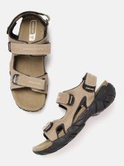 Woodland Men Khaki Leather Comfort Sandals