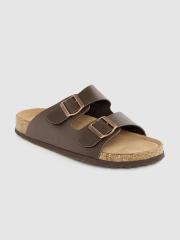 Carlton London Men Coffee Brown Comfort Sandals with Buckle Detail