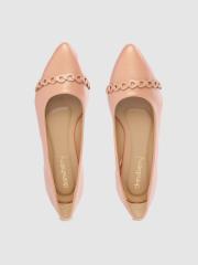 DressBerry Women Peach-Coloured Solid Ballerinas with Chain Detail