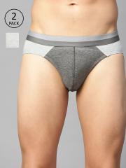 Roadster Men Grey Colourblocked Pack of 2 Basic Briefs RDST-BRF1-2PP-CM