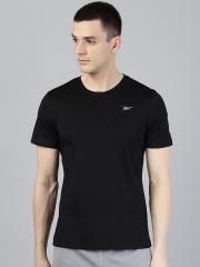 Reebok Men Black Solid Short Sleeve Running T-shirt