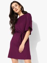 MIAMINX Women Purple Solid Shift Dress