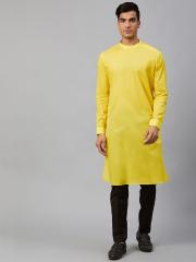 See Designs Men Yellow Solid Straight Kurta