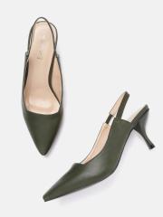 DressBerry Women Olive Green Solid Pumps