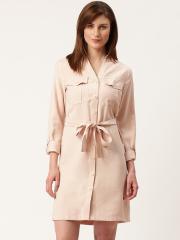 DOROTHY PERKINS Women Peach-Coloured Solid Shirt Dress