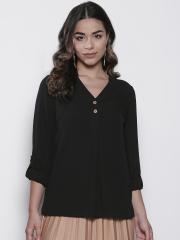 DOROTHY PERKINS Women Black Solid Shirt Style Top