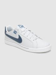 Nike Men White And Blue COURT ROYALE TAB Leather Sneakers