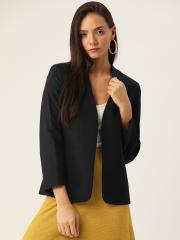 MANGO Women Black Solid Open-Front Casual Blazer