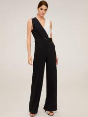 MANGO Women Black Solid Basic Jumpsuit