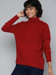 Chemistry Women Red Solid Pullover Sweater