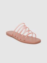 DressBerry Women Pink Solid Open Toe Flats