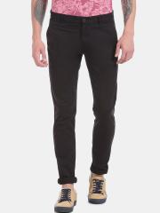 Aeropostale Men Black Slim Fit Solid Regular Trousers