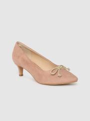 DressBerry Women Nude-Coloured Solid Pumps With Bows