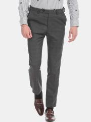 Arrow Men Grey Tapered Fit Checked Formal Trousers