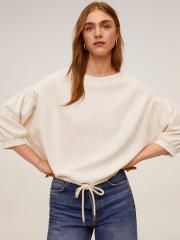 MANGO Women Off-White Solid Sweatshirt