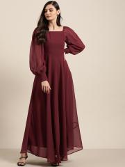 20Dresses Women Maroon Solid Maxi Dress