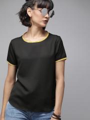 Roadster Women Black Solid Regular Top