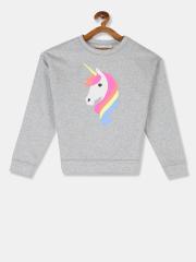 GAP Girls Grey & Pink Printed Sweatshirt