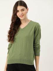 DressBerry Women Green Solid Pullover