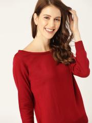 DressBerry Women Maroon Solid Pullover Sweater