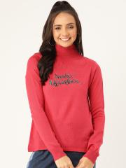 DressBerry Women Red Solid Pullover Sweater