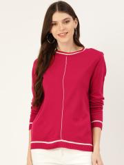 DressBerry Women Pink Solid Pullover Sweater