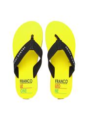 Franco Leone Men Black & Yellow Flip-Flops