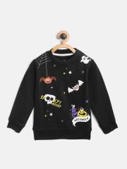 YK Girls Black Halloween Print Sweatshirt