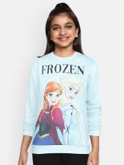 YK Disney Girls Blue Elsa Printed Sweatshirt