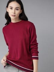 Roadster Women Magenta Solid Pullover