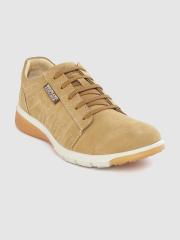 Woodland Men Camel Brown Nubuck Solid Sneakers