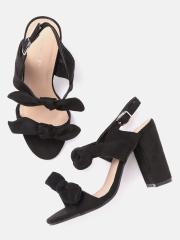 all about you Women Black Solid Heels with Bow Detail