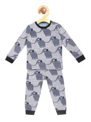 Lazy Shark Boys Grey Printed Night suit