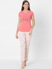 Sweet Dreams Women Pink Printed Night suit