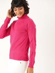 DressBerry Women Pink Solid Pullover Sweater