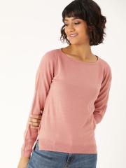 DressBerry Women Pink Solid Pullover Sweater