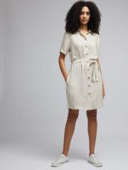 DOROTHY PERKINS Women Off-White Solid Shirt Dress