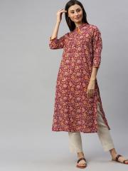 Anouk Women Maroon Printed Straight Kurta