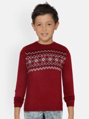 Allen Solly Junior Boys Red Printed Pullover Sweater