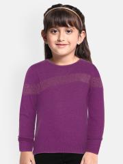 Allen Solly Junior Girls Purple Solid Pullover Sweater