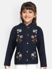 Allen Solly Junior Girls Blue Embroidered Denim Jacket