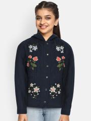 Allen Solly Junior Girls Blue Embroidered Denim Jacket