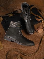 Roadster Men Charcoal Grey Solid Mid-Top Flat Boots